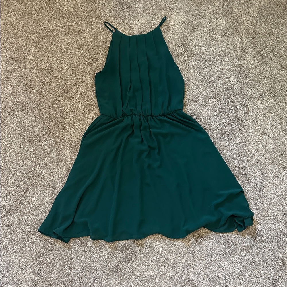 Lush green halter mini dress